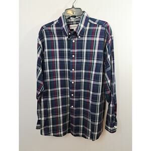 Wentworth Vintage Men's Green Blue Plaid Button-up Shirt Large Lightweight